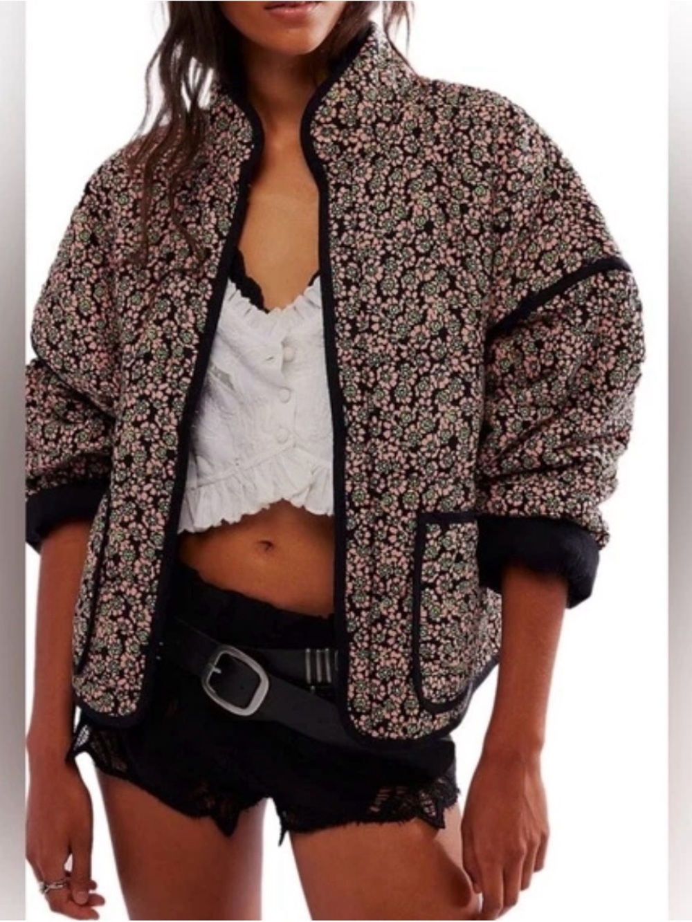 FREE PEOPLE Chloe Floral Jacket Midnight Combo Size Large